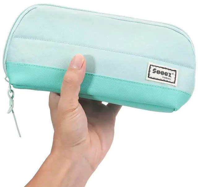 Main image of Wide-Opening Pencil Pen Case, Lightweight & Spacious Pencil Cases Bag Pouch Box Organizer, Aesthetic Supply with Triangular Design for Adults, Mint Green