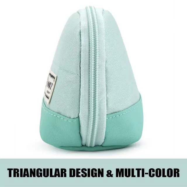 Alt view image 5 of 6 - Wide-Opening Pencil Pen Case, Lightweight & Spacious Pencil Cases Bag Pouch Box Organizer, Aesthetic Supply with Triangular Design for Adults, Mint Green