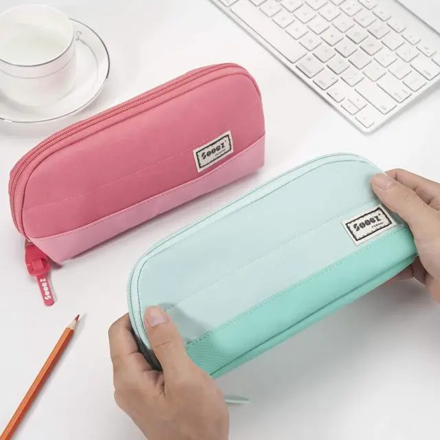 Alt view image 6 of 6 - Wide-Opening Pencil Pen Case, Lightweight & Spacious Pencil Cases Bag Pouch Box Organizer, Aesthetic Supply with Triangular Design for Adults, Mint Green