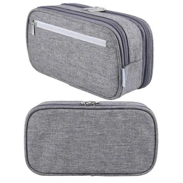 Alt view image 2 of 7 - Large Capacity Pencil Case Big Pencil Bag Pouch High Storage Pen Pencil Holder Marker Portable Office Stationery Desk Organizer Makeup Bag Adults, Gray