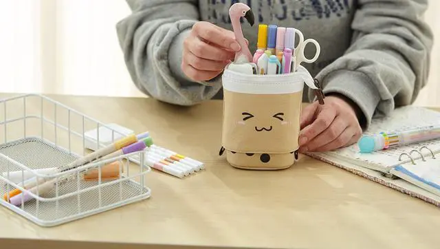 Alt view image 4 of 6 - Telescopic Pencil Bag Pen Holder Pop Up Stationery Case, Stand-up Retractable Transformer Bag Standing Organizer, Great for Christmas Holiday New Year Office Bag
