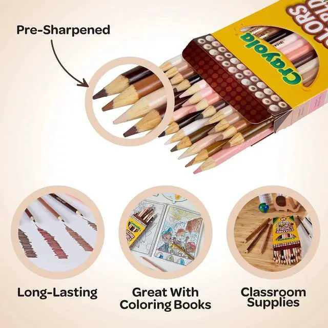 Alt view image 5 of 7 - Colors of the World Colored Pencil Set (24ct), Skin Tone Colored Pencils for Kids, Coloring Book Pencils, Gifts for Kids