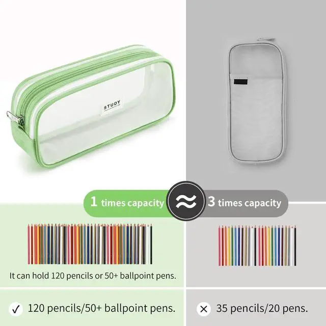 Alt view image 2 of 7 - Grid Mesh Pencil Case Large Capacity Pencil Case Big Pencil Pouch With Zipper Simple Stationery Bag Aesthetic Pen Bag for School Teen Girl Boy Multi-Purpose bag for office Men Women