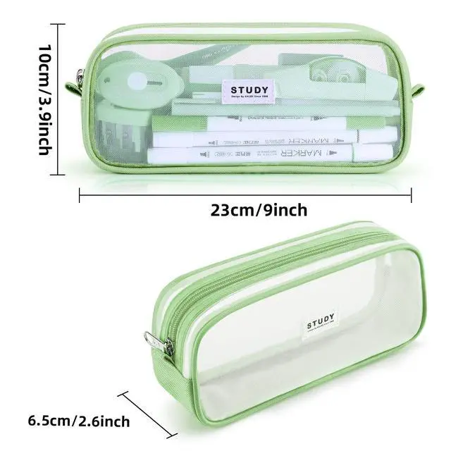 Alt view image 3 of 7 - Grid Mesh Pencil Case Large Capacity Pencil Case Big Pencil Pouch With Zipper Simple Stationery Bag Aesthetic Pen Bag for School Teen Girl Boy Multi-Purpose bag for office Men Women