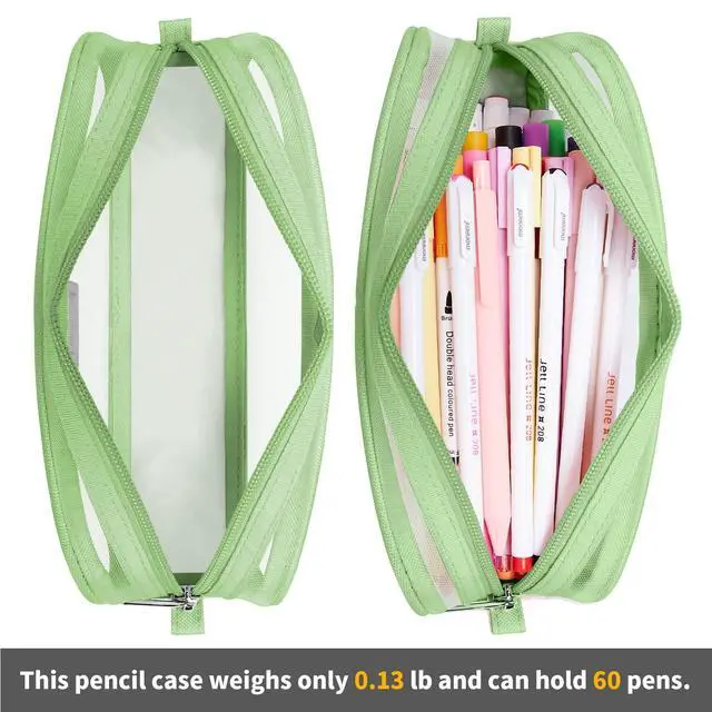 Alt view image 6 of 7 - Grid Mesh Pencil Case Large Capacity Pencil Case Big Pencil Pouch With Zipper Simple Stationery Bag Aesthetic Pen Bag for School Teen Girl Boy Multi-Purpose bag for office Men Women