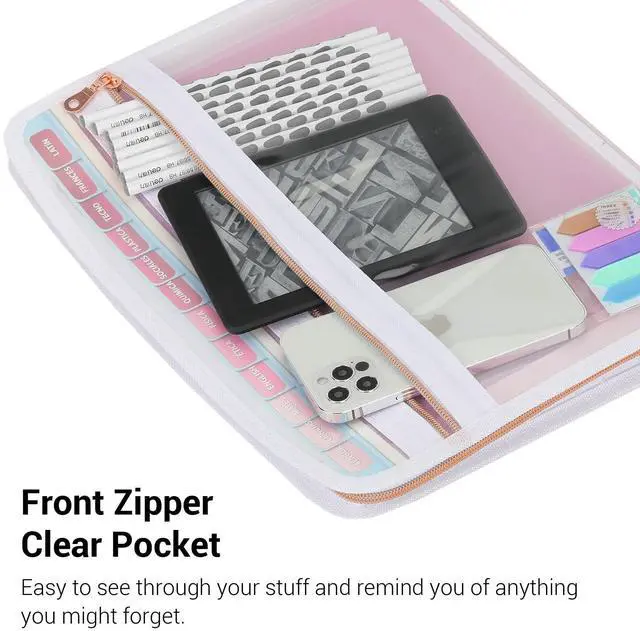 Alt view image 3 of 7 - 13 Pocket Zippered Expanding File Folder, Accordion File Organizer for Documents Letter Size A4 Papers (Pink)