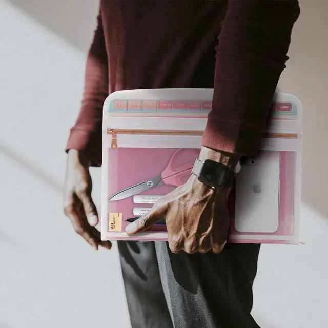 Alt view image 7 of 7 - 13 Pocket Zippered Expanding File Folder, Accordion File Organizer for Documents Letter Size A4 Papers (Pink)