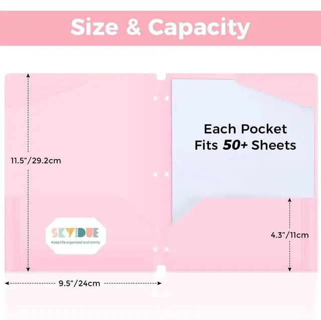 Alt view image 2 of 7 - Plastic Folders with Pockets, 6 Pack File Folders with Tabs & Stay-Put Flaps, 3 Hole Punch 2 Pocket Folders for 3 Ring Binder, Letter Size Document Organizer for School Office, Sweet Pastels