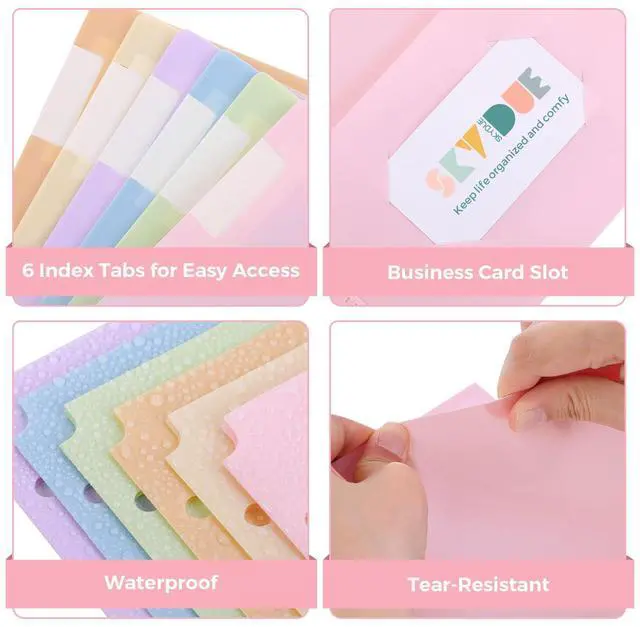 Alt view image 5 of 7 - Plastic Folders with Pockets, 6 Pack File Folders with Tabs & Stay-Put Flaps, 3 Hole Punch 2 Pocket Folders for 3 Ring Binder, Letter Size Document Organizer for School Office, Sweet Pastels