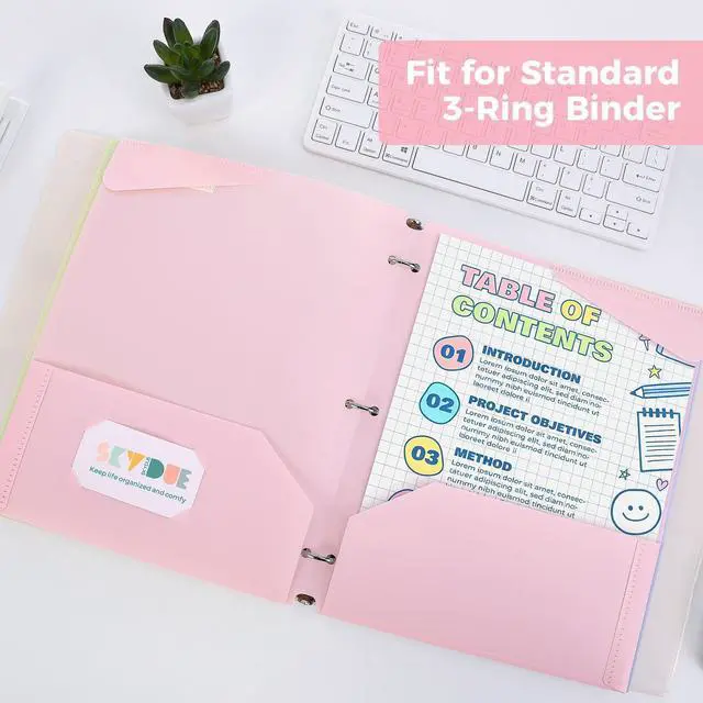 Alt view image 6 of 7 - Plastic Folders with Pockets, 6 Pack File Folders with Tabs & Stay-Put Flaps, 3 Hole Punch 2 Pocket Folders for 3 Ring Binder, Letter Size Document Organizer for School Office, Sweet Pastels