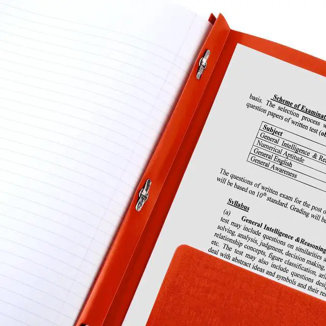 Alt view image 5 of 7 - 2-Pocket Folder, Plastic Folder with Stay-Put Tabs and Prong Fasteners, Holds 8-1/2" x 11" Paper, Fire Red (72109)