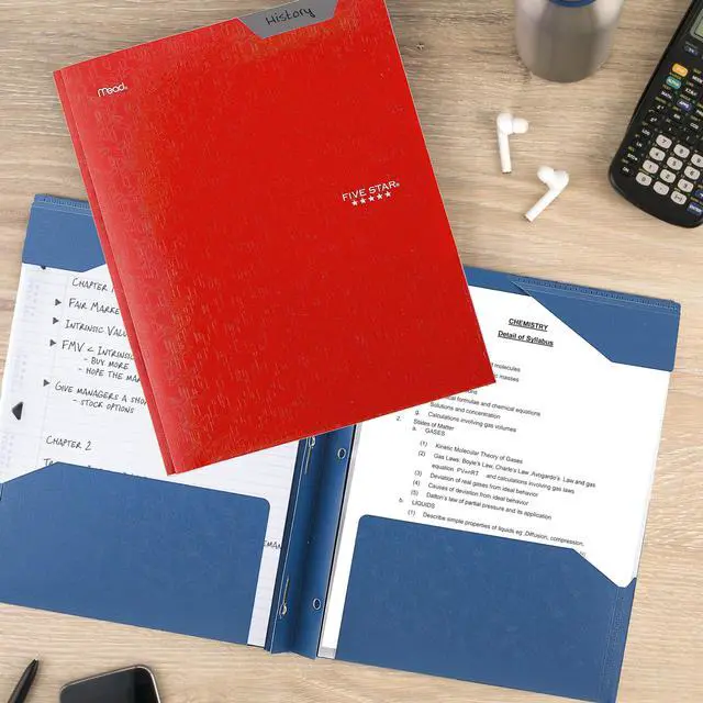 Alt view image 7 of 7 - 2-Pocket Folder, Plastic Folder with Stay-Put Tabs and Prong Fasteners, Holds 8-1/2" x 11" Paper, Fire Red (72109)