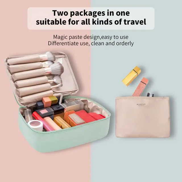 Alt view image 3 of 7 - Travel Makeup Bag Cosmetic Bag Makeup Bag Toiletry bag for women and men (Green)