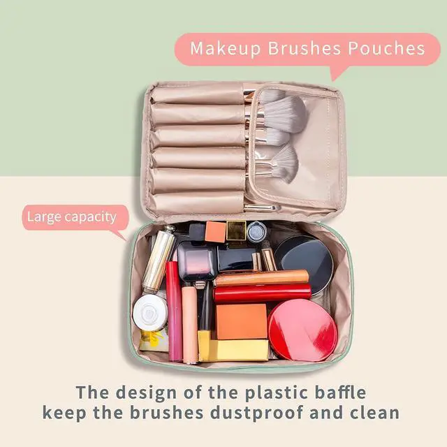 Alt view image 5 of 7 - Travel Makeup Bag Cosmetic Bag Makeup Bag Toiletry bag for women and men (Green)