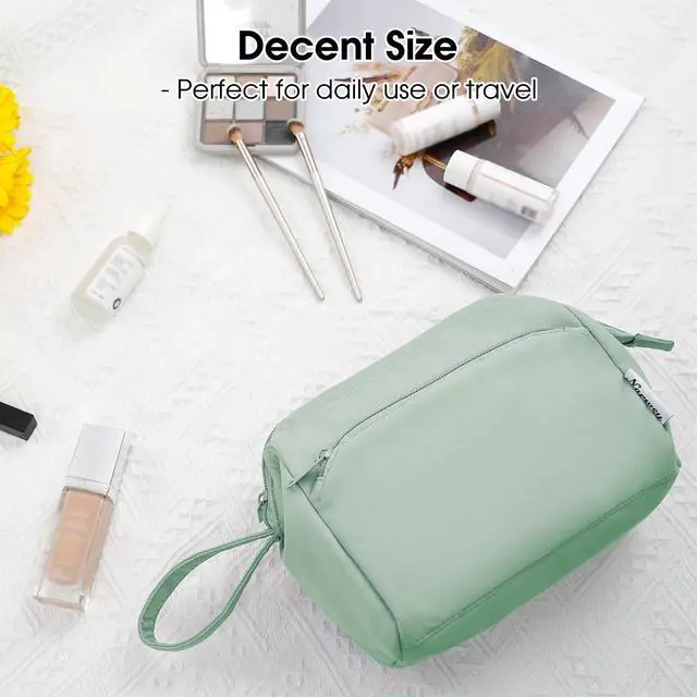 Alt view image 7 of 7 - Wide-open Makeup Bag Women Girls, Travel Toiletry Bag for Women Cosmetic Bag Organizer Make up Bag with Compartments Toiletries Medicine Bag (Mint Green)
