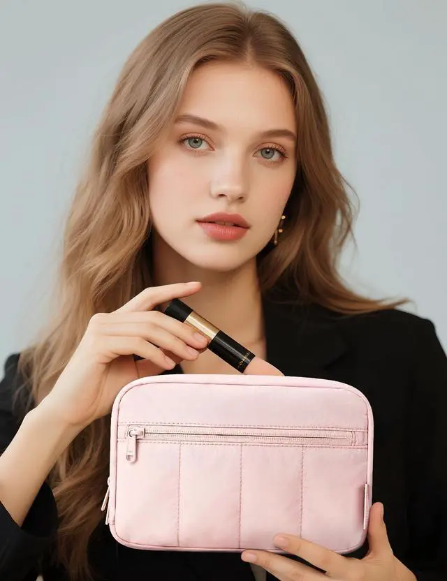 Alt view image 6 of 7 - Makeup Bag Travel Toiletry Bag, Puffy Padded Cosmetic Bag for Women, Makeup Organizer Case, Wide-open Pouch Purse, Travel Essentials