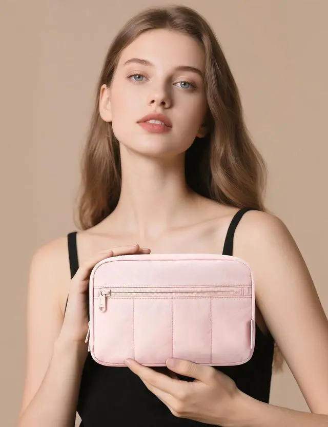 Alt view image 7 of 7 - Makeup Bag Travel Toiletry Bag, Puffy Padded Cosmetic Bag for Women, Makeup Organizer Case, Wide-open Pouch Purse, Travel Essentials