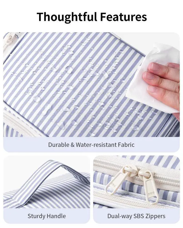 Alt view image 5 of 7 - Hanging Travel Toiletry Bag for Women, Large Makeup Bag, Wide Open Cosmetic Bag, Multiple Organized Pocket, Wet Pocket for Towel, Portable Bathroom Travel Bag for Toiletries, Essentials