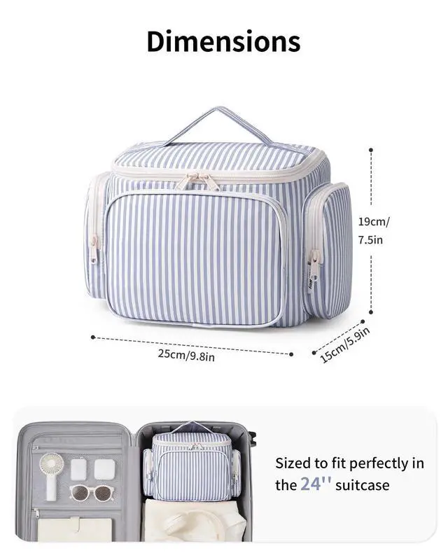 Alt view image 6 of 7 - Hanging Travel Toiletry Bag for Women, Large Makeup Bag, Wide Open Cosmetic Bag, Multiple Organized Pocket, Wet Pocket for Towel, Portable Bathroom Travel Bag for Toiletries, Essentials