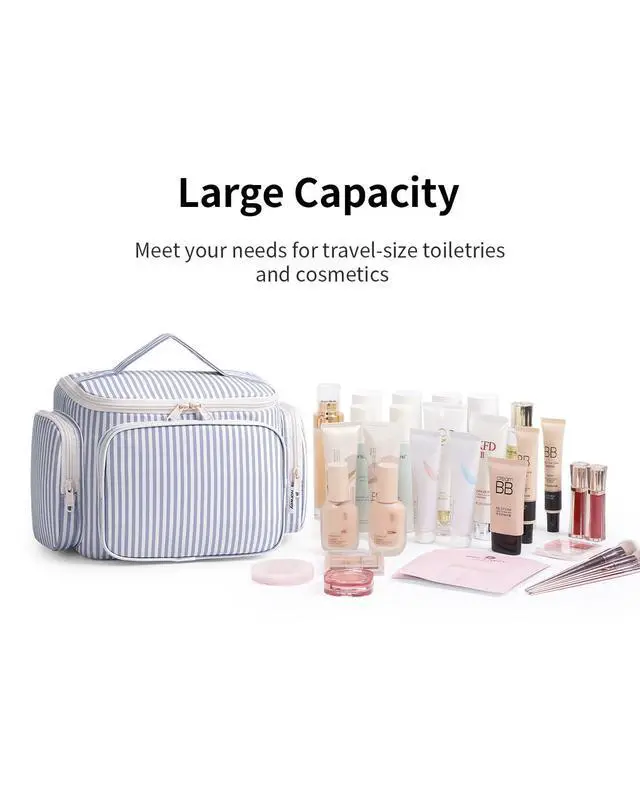 Alt view image 7 of 7 - Hanging Travel Toiletry Bag for Women, Large Makeup Bag, Wide Open Cosmetic Bag, Multiple Organized Pocket, Wet Pocket for Towel, Portable Bathroom Travel Bag for Toiletries, Essentials