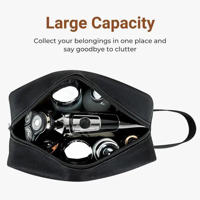 Alt view image 2 of 7 - Travel Toiletry Bag for Women and Men,Lightweight Makeup Bag Hanging Dopp Kit with Shaving Compartment Cosmetic Organizer Small Tool Bag Travel Essentials,Gifts for Men(Black)