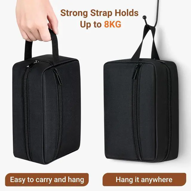 Alt view image 3 of 7 - Travel Toiletry Bag for Women and Men,Lightweight Makeup Bag Hanging Dopp Kit with Shaving Compartment Cosmetic Organizer Small Tool Bag Travel Essentials,Gifts for Men(Black)