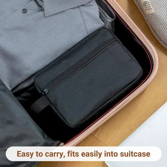 Alt view image 7 of 7 - Travel Toiletry Bag for Women and Men,Lightweight Makeup Bag Hanging Dopp Kit with Shaving Compartment Cosmetic Organizer Small Tool Bag Travel Essentials,Gifts for Men(Black)