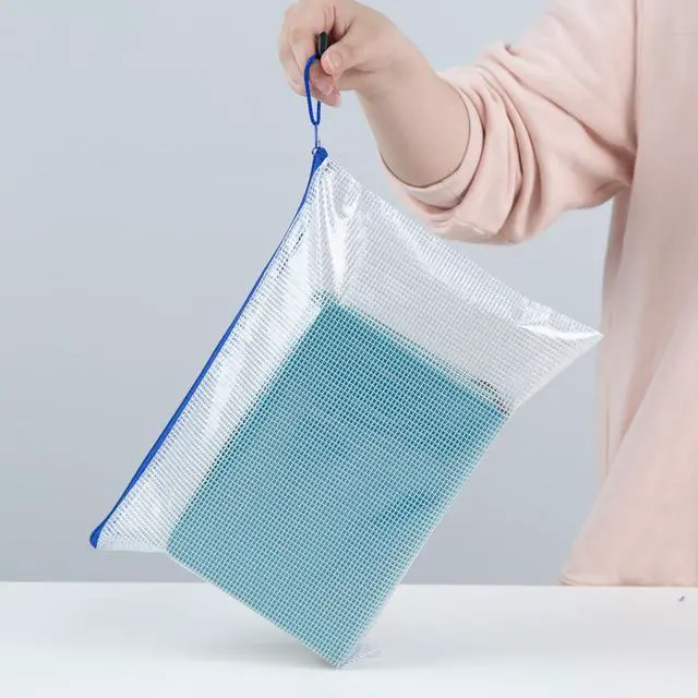 Alt view image 4 of 7 - 5PCS Mesh Zipper Pouch Bags, A4 Zipper File Bags for Organizing Storage, Waterproof Plastic Pencil Pouches, Reusable File Bag for School, Office Classroom Organization Supplies, 5 Colors