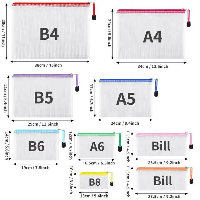 Alt view image 2 of 7 - 20pcs Mesh Zipper Pouch, Waterproof Zipper Bags, 8 Sizes Plastic Travel Pouch, 10 Colors, Multipurpose for Board Game, Travel Storage, School Supplies, Office Appliances, Home Organize