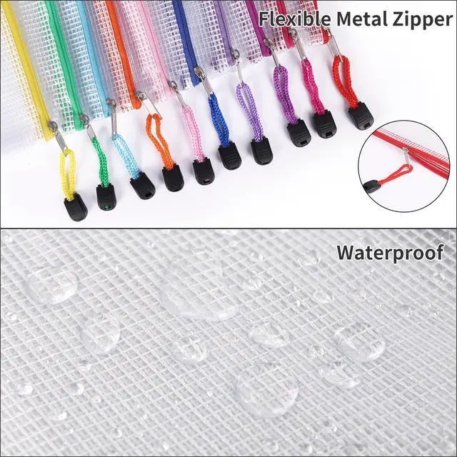 Alt view image 4 of 7 - 20pcs Mesh Zipper Pouch, Waterproof Zipper Bags, 8 Sizes Plastic Travel Pouch, 10 Colors, Multipurpose for Board Game, Travel Storage, School Supplies, Office Appliances, Home Organize
