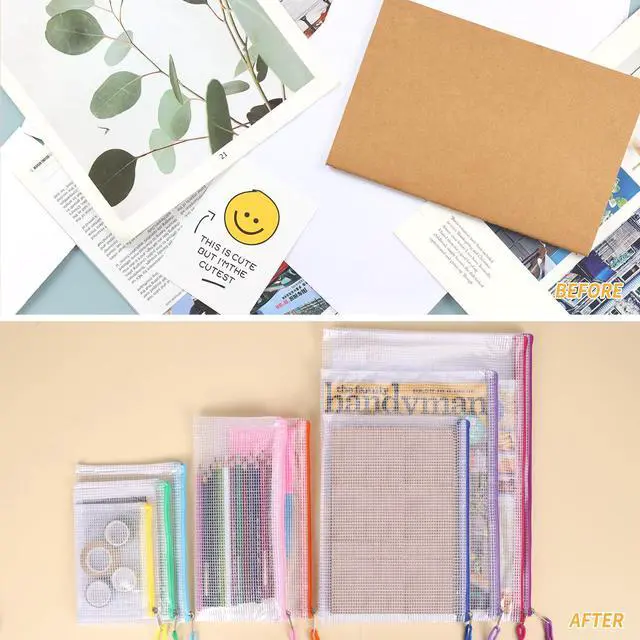Alt view image 7 of 7 - 20pcs Mesh Zipper Pouch, Waterproof Zipper Bags, 8 Sizes Plastic Travel Pouch, 10 Colors, Multipurpose for Board Game, Travel Storage, School Supplies, Office Appliances, Home Organize