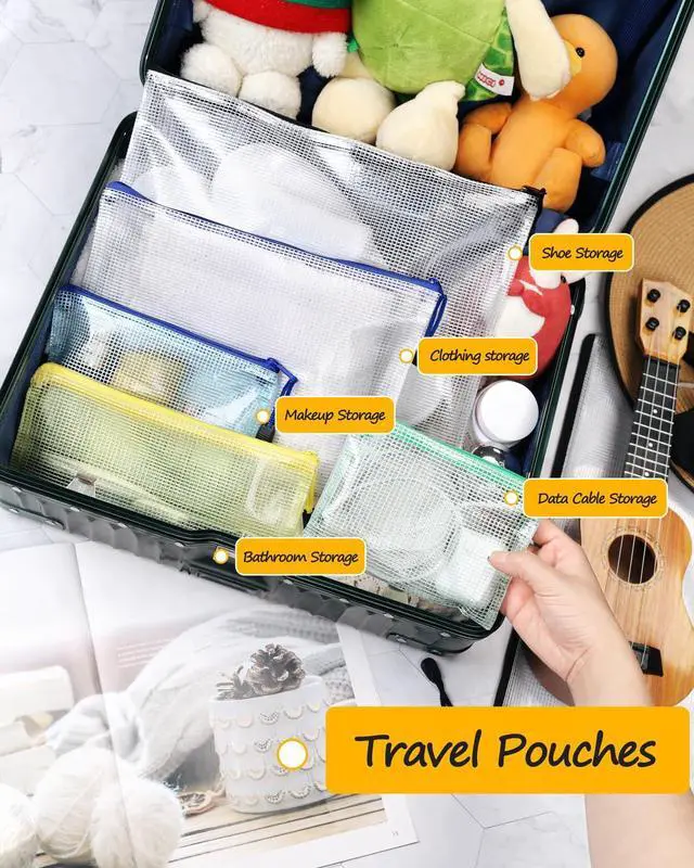 Alt view image 4 of 7 - Multisize Mesh Zipper Pouches (9 Colors, 24 Packs), Zip Bag for School Office Supplies, Puzzles & Games Organizing Storage