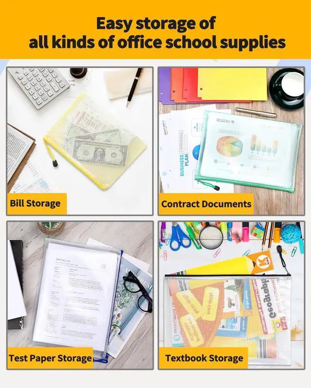 Alt view image 6 of 7 - Multisize Mesh Zipper Pouches (9 Colors, 24 Packs), Zip Bag for School Office Supplies, Puzzles & Games Organizing Storage