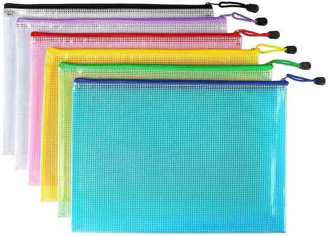 Main image of 6 Pack Mesh Zipper Pouch Bags, Waterproof Zipper Pouch A4 Size