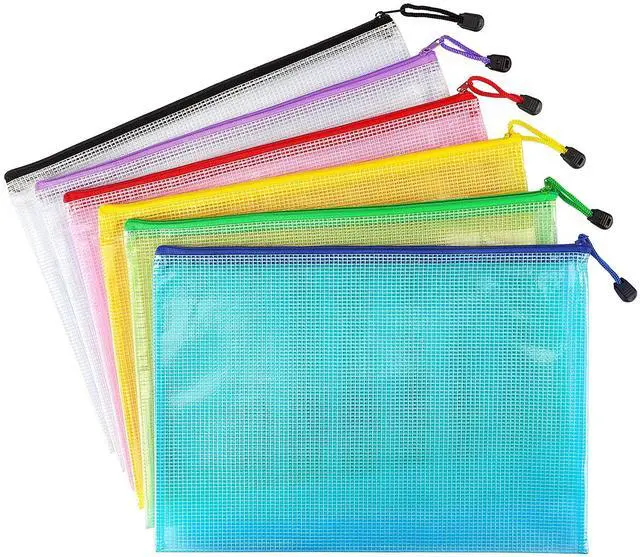 Alt view image 2 of 7 - 6 Pack Mesh Zipper Pouch Bags, Waterproof Zipper Pouch A4 Size