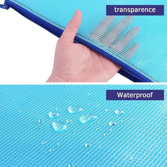 Alt view image 4 of 7 - 6 Pack Mesh Zipper Pouch Bags, Waterproof Zipper Pouch A4 Size