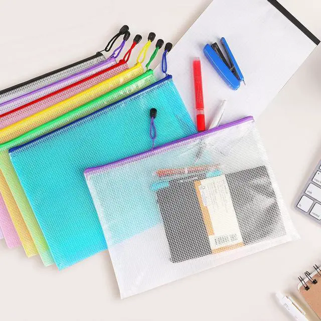 Alt view image 7 of 7 - 6 Pack Mesh Zipper Pouch Bags, Waterproof Zipper Pouch A4 Size