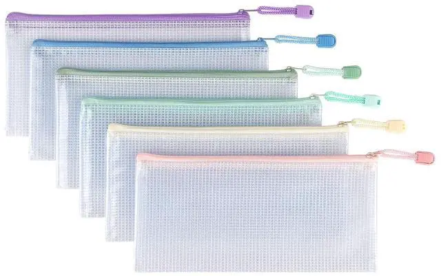 Alt view image 2 of 7 - 10 Pack Small Mesh Zipper Pouch Bags A6 Size