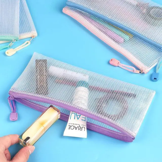 Alt view image 7 of 7 - 10 Pack Small Mesh Zipper Pouch Bags A6 Size