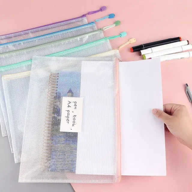 Alt view image 7 of 7 - 6 Pack Mesh Zipper Pouch Bags with Label Pocket, Letter/A4