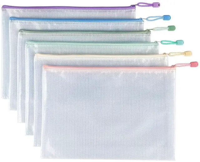 Alt view image 2 of 7 - 6 Pack Mesh Zipper Pouch Bags Waterproof Zipper Bags Durable Pouches for Organization Bag Board Game Storage, Document Bag Letter/A4