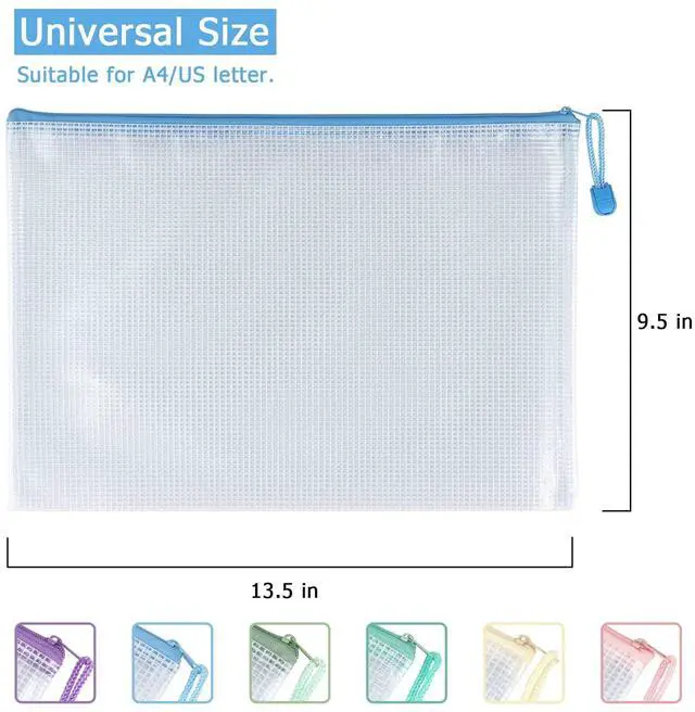 Alt view image 3 of 7 - 6 Pack Mesh Zipper Pouch Bags Waterproof Zipper Bags Durable Pouches for Organization Bag Board Game Storage, Document Bag Letter/A4