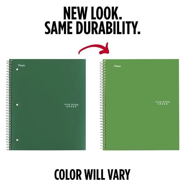 Alt view image 2 of 7 - Spiral Notebook + Study App, 5 Subject, College Ruled Paper, 8.5" x 11", 200 Sheets, Green (Color May Vary) (72079)