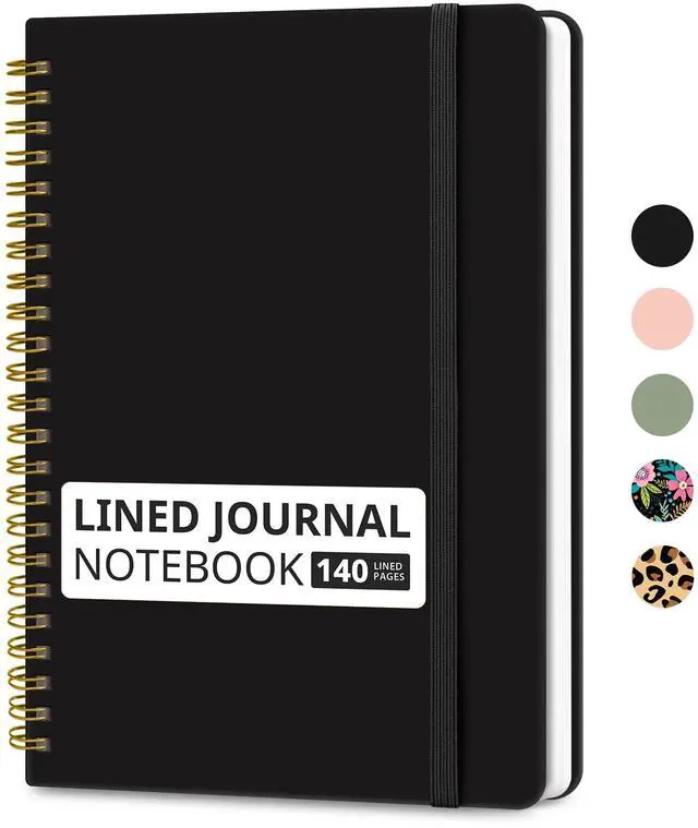 Main image of Lined Spiral Journal Notebook for Women & Men, 140 Pages, College Ruled Hardcover Notebook for Work & Note Taking, Journals for Writing, A5(5.7" x 7.9") - Black