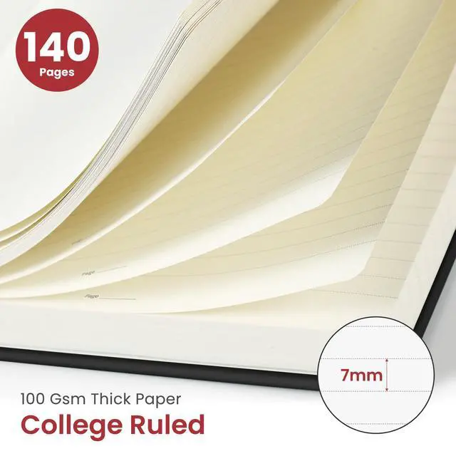 Alt view image 2 of 7 - Lined Spiral Journal Notebook for Women & Men, 140 Pages, College Ruled Hardcover Notebook for Work & Note Taking, Journals for Writing, A5(5.7" x 7.9") - Black