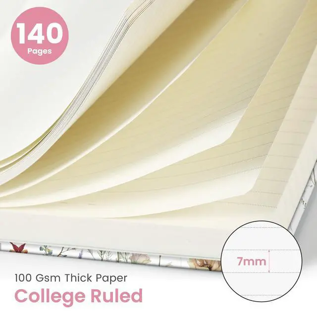 Alt view image 2 of 7 - Spiral Journal Notebook for Women, Pretty Hardcover Lined Notebook for Work & Note Taking, Aesthetic Cute Journal for Writing, 140 Pages, 5.8"x8.3", Floral
