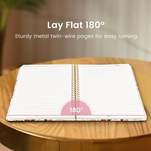 Alt view image 4 of 7 - Spiral Journal Notebook for Women, Pretty Hardcover Lined Notebook for Work & Note Taking, Aesthetic Cute Journal for Writing, 140 Pages, 5.8"x8.3", Floral