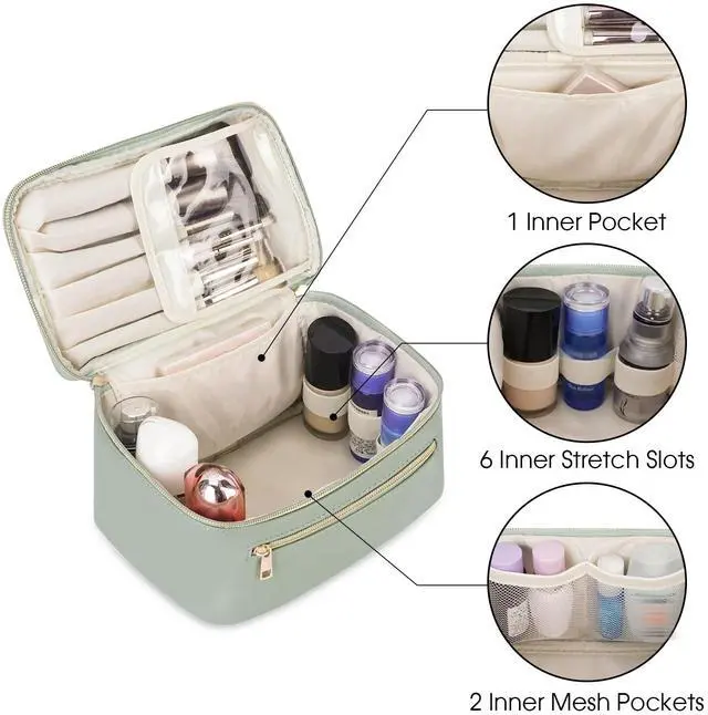 Alt view image 4 of 7 - Makeup Bag, Women Travel Make Up Vanity Case with Handle