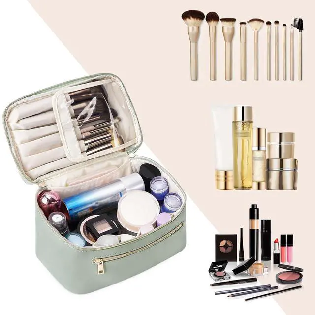Alt view image 6 of 7 - Makeup Bag, Women Travel Make Up Vanity Case with Handle