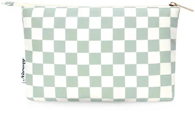 Main image of Small Makeup bag for Purse, Small Makeup Pouch for Purse Cosmetic Bag with Zipper, Cute Make up Pouch for Women Girls (Mint Green Checkerboard)